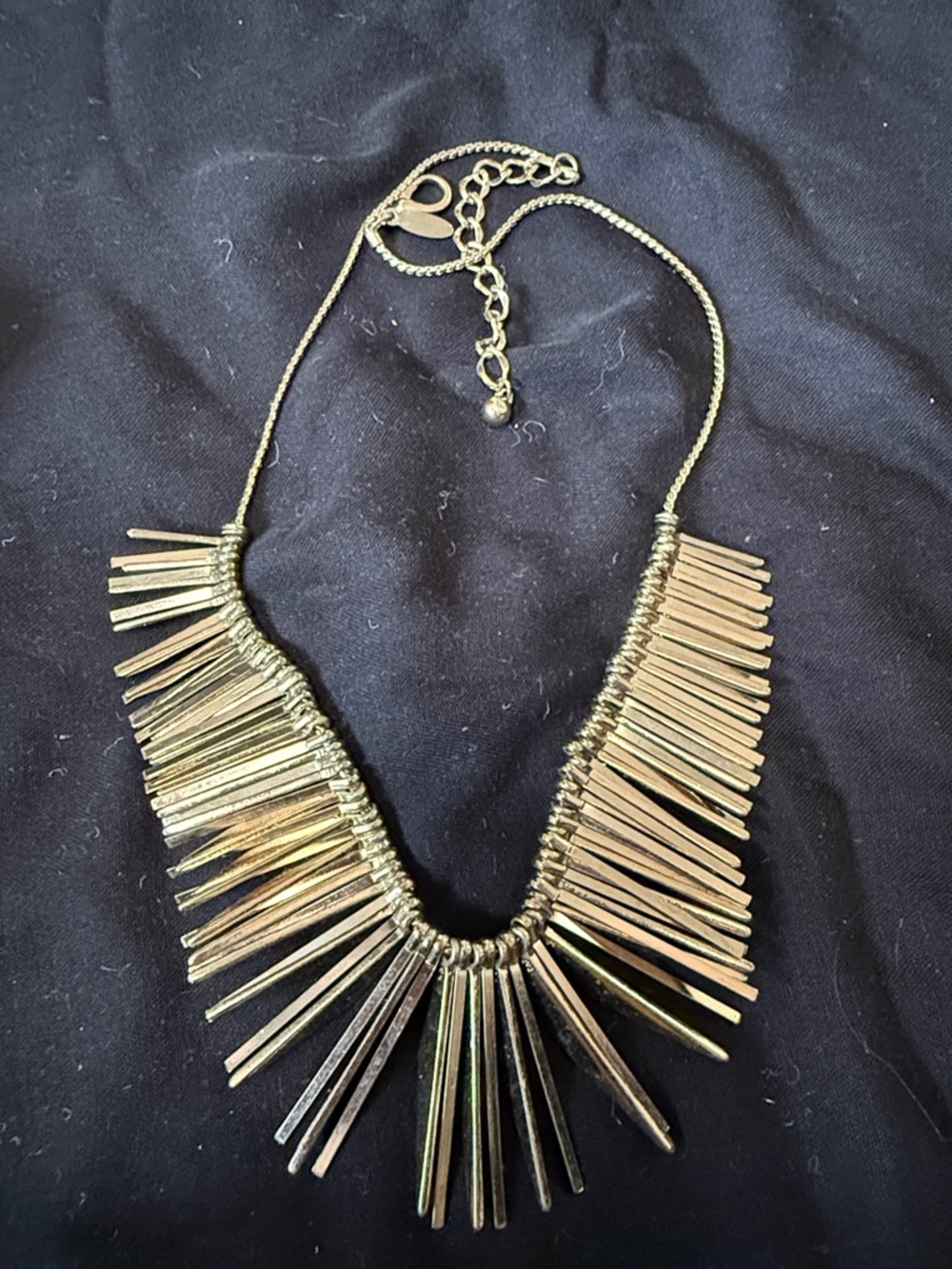 Gold Fringe Spike Necklace for Women